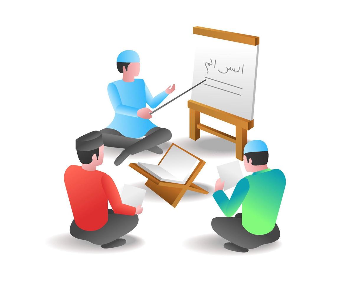 Studying the quran Ramadan Kareem illustration vector