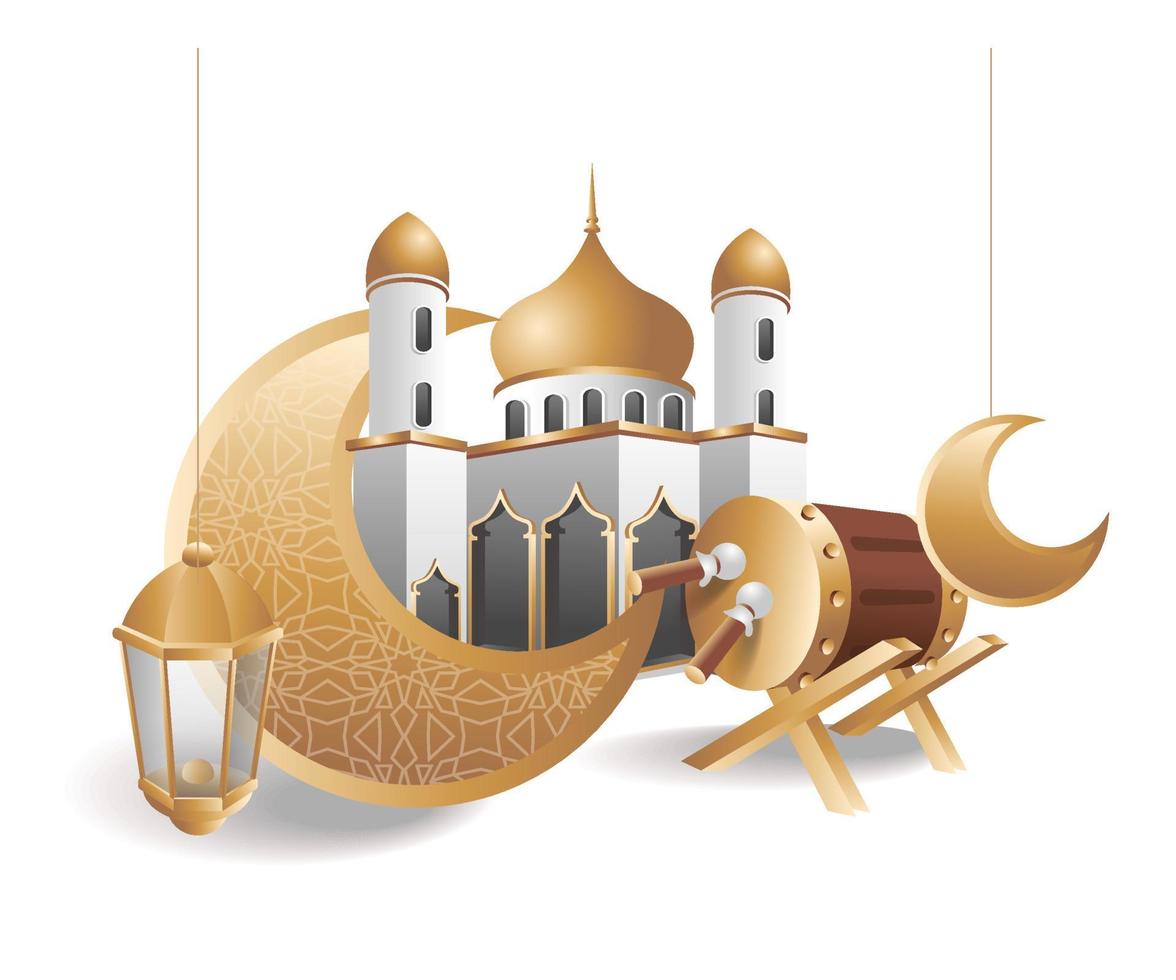 Mosque in the month of Ramadan kareem concept illustration vector