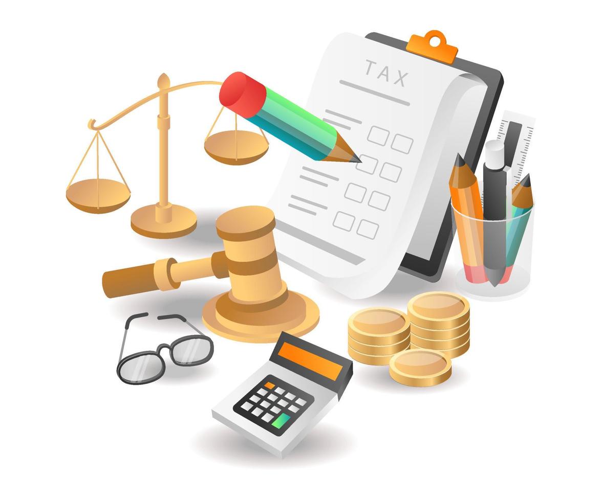 Illustration isometric concept. Accounting tax data company vector