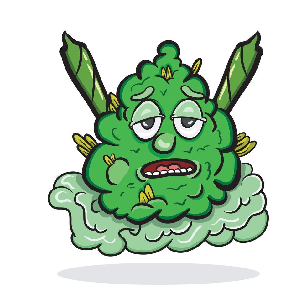 Marijuana Bud Character For Mascot. Vector Clip Art.