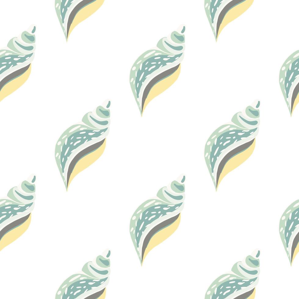 Geometric sea shell vector illustration. Doodle seashells seamless pattern on white background.