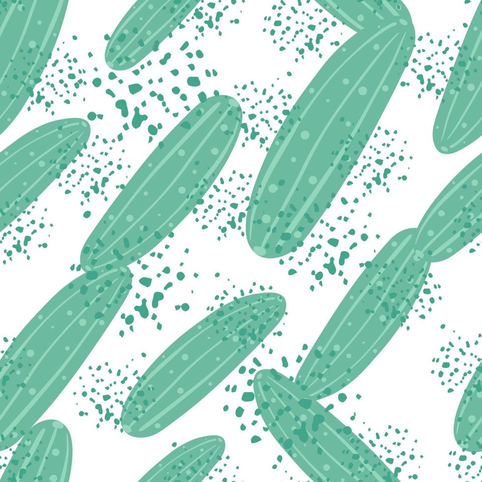Cucumber seamless pattern on grunge background. Doodle cucumbers vegetable backdrop. vector