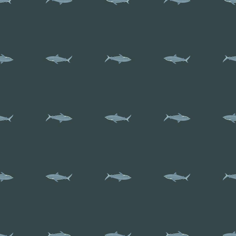 Seamless pattern Tiger shark dark green background. Gray textured of marine fish for any purpose. vector