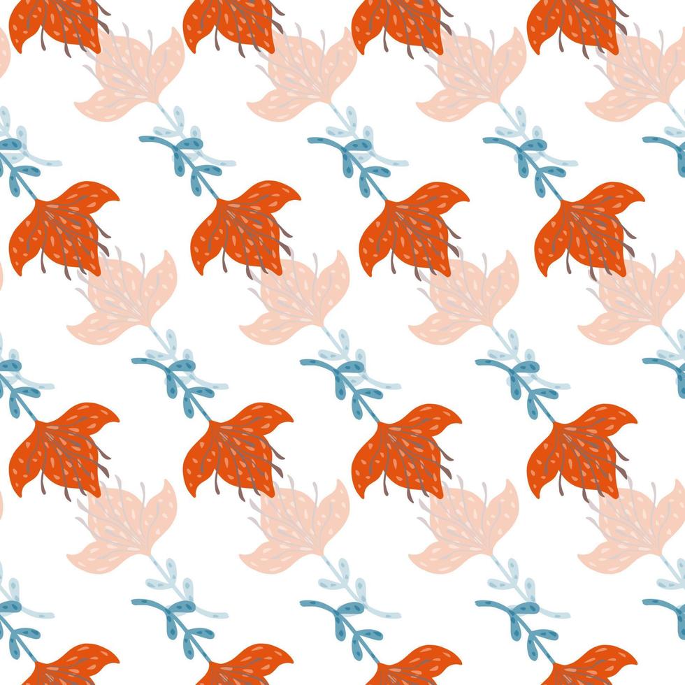Lily abstract seamless pattern. Hand drawn flower background. vector