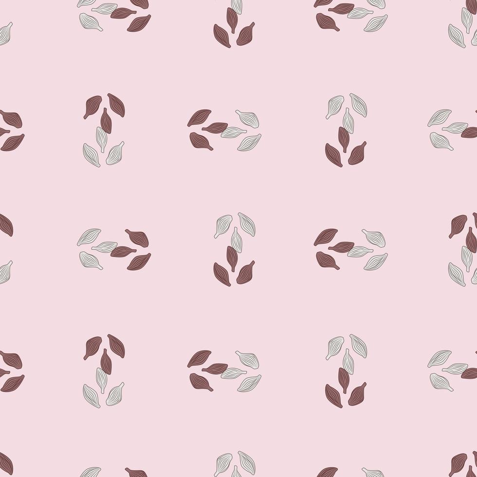 Seamless pattern cardamom on pink background. Cute plant sketch ornament. Geometrical texture template for fabric. vector