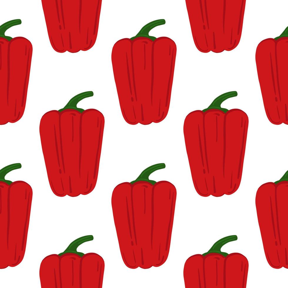 Geometric red bell pepper seamless pattern on white background. vector