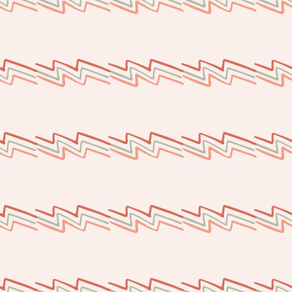 Geometric lightning doodle pattern on light background. Modern zigzag line art wallpaper. vector