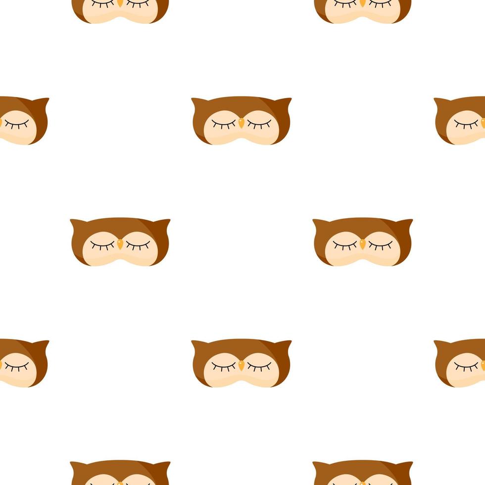 Owl brown color geometric seamless pattern on white background. Children graphic design element for different purposes. vector