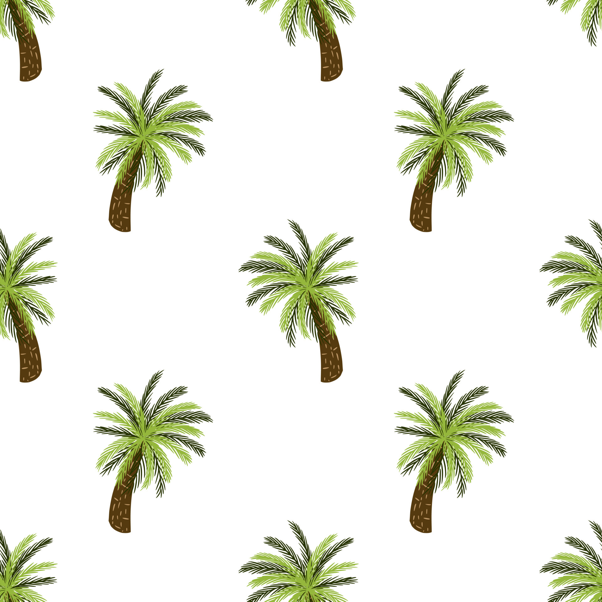 Seamless isolated pattern with green and brown colored hawaii palm ...