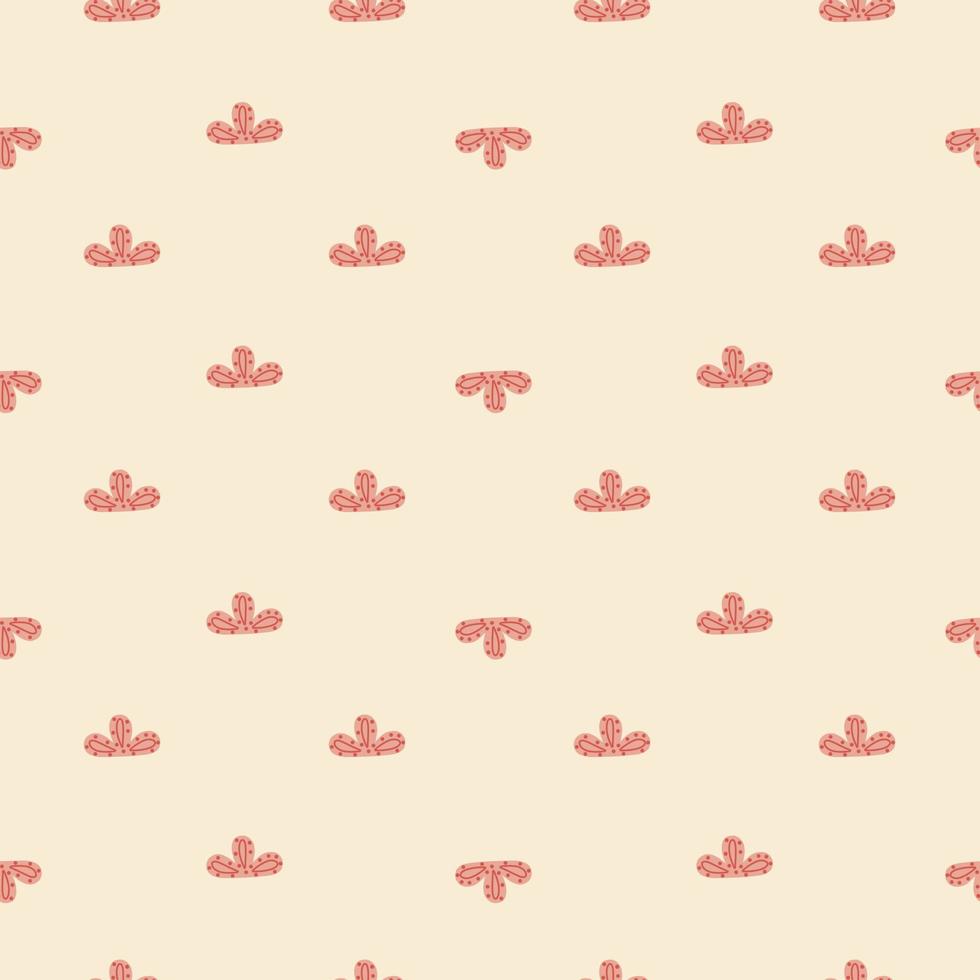 Seamless pattern abstract clouds on pastel pink background. Vector geometric template in doodle style with scrawl. Gentle texture.