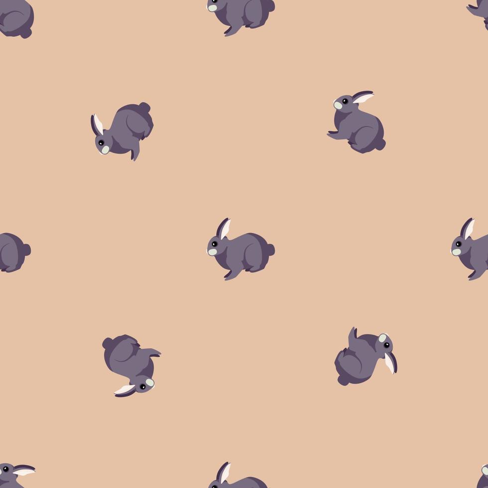 Seamless pattern of rabbit. Domestic animals on colorful background. Vector illustration for textile.