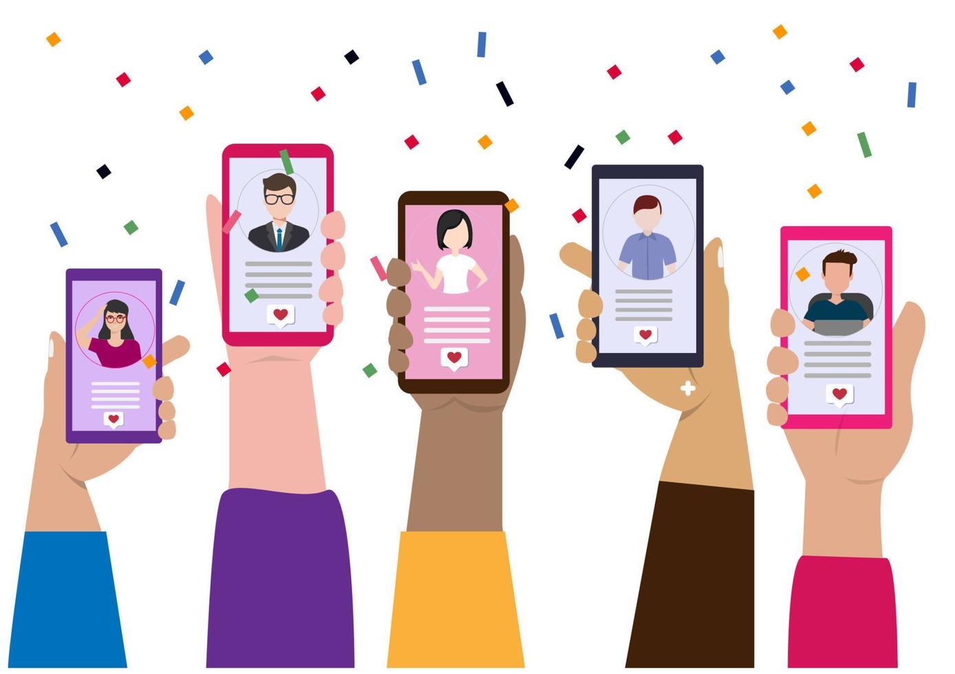 online communication at present through smartphones can talk in a video call vector illustration