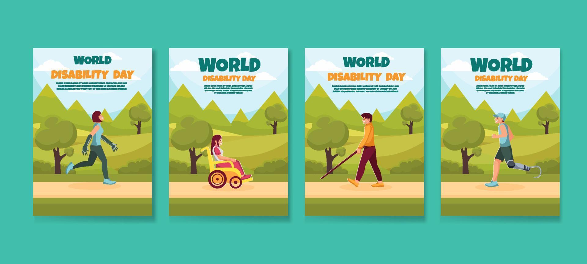World Disability Day Awareness Cards vector