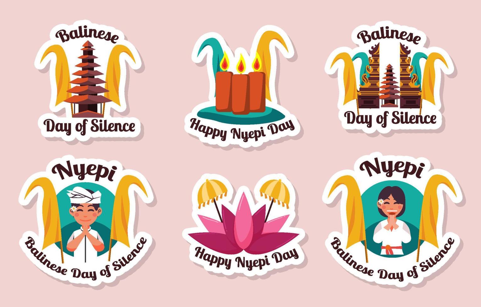 Day of Silence Nyepi Sticker Collection vector