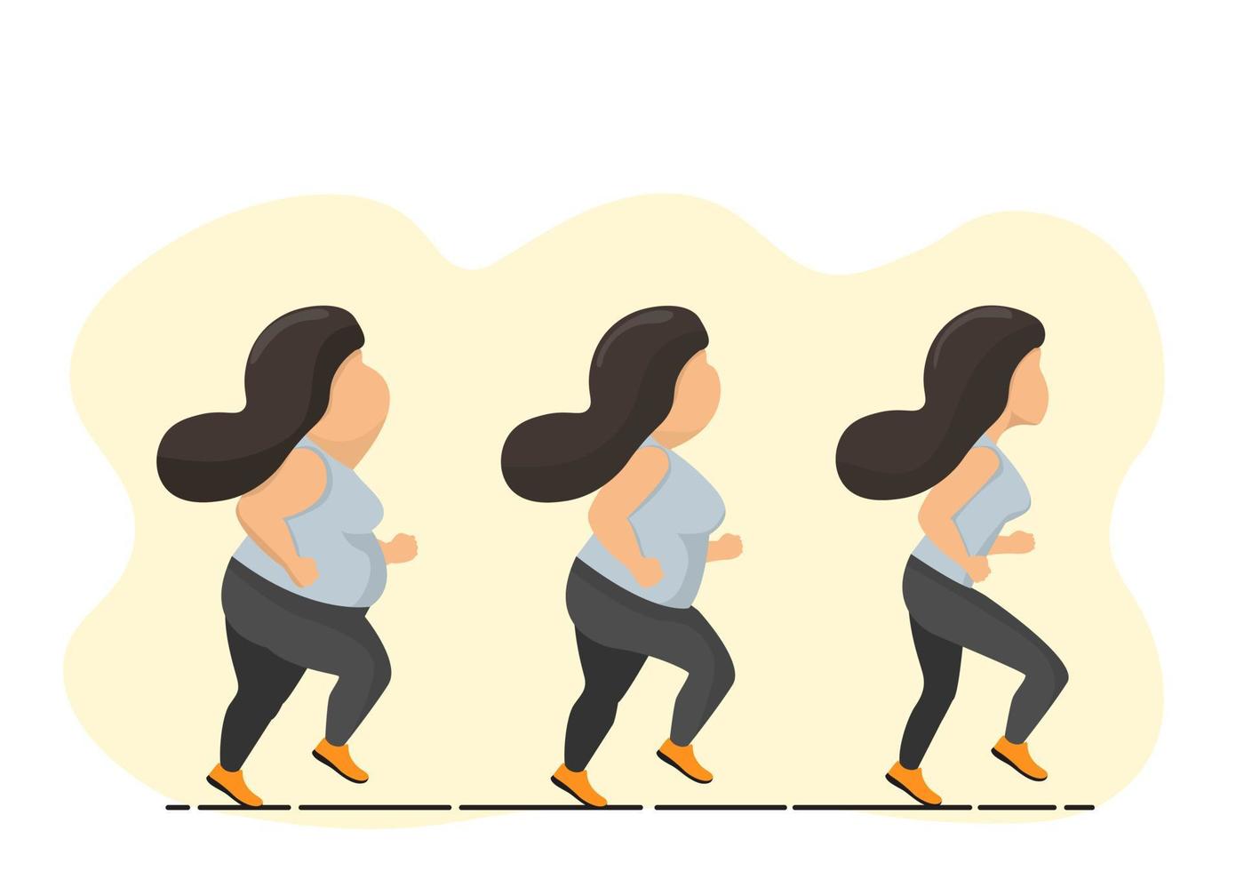 las mujeres están decididas a correr hasta que el cuerpo recupere la buena salud. vector