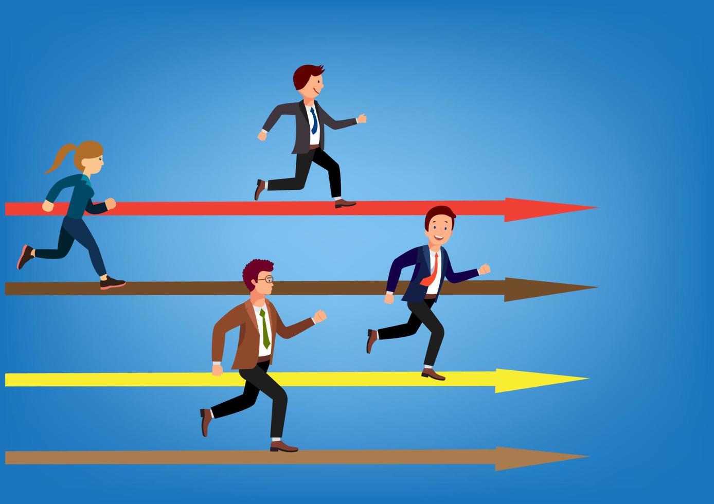 A businessman races to reach a business goal. flat style cartoon illustration vector