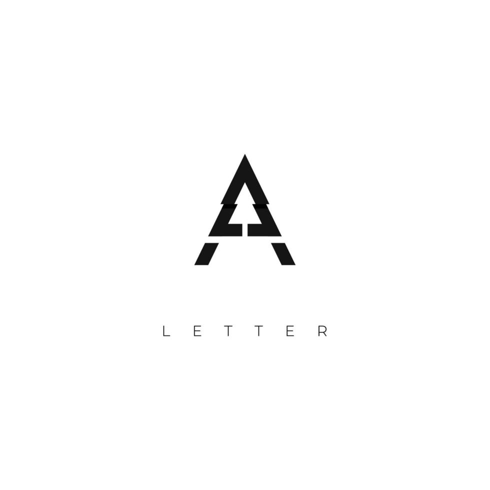 letra a y plantilla de icono de logotipo de árbol de espacio negativo vector