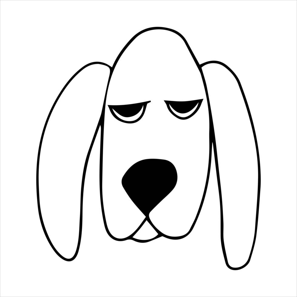 Vector portrait of a basset hound dog in doodle cartoon style. Pet illustration in line art style