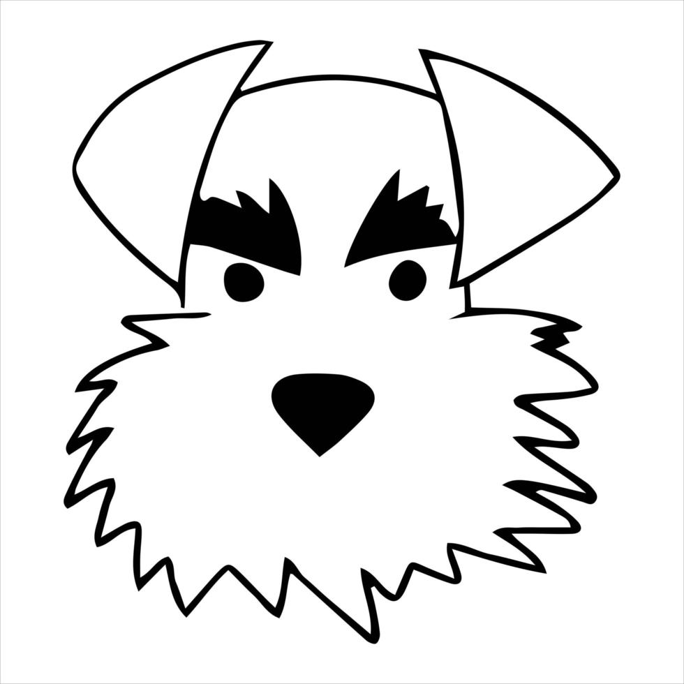 Vector portrait of a Mittel schnauzer dog in doodle cartoon style. Pet illustration in line art style