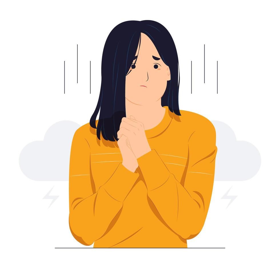 Woman feeling sorry concept illustration vector