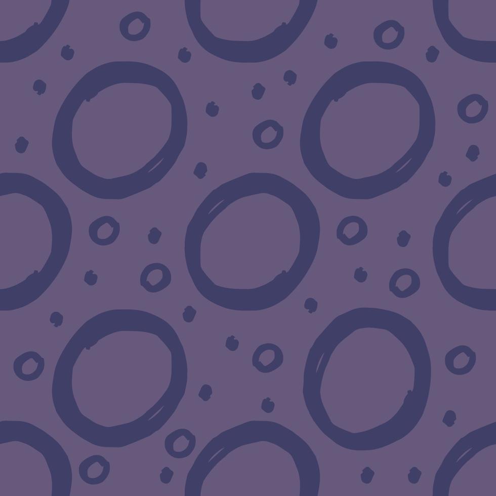 Hand drawn brush strokes circles wallpaper. Splash circle seamless pattern on purple background. vector