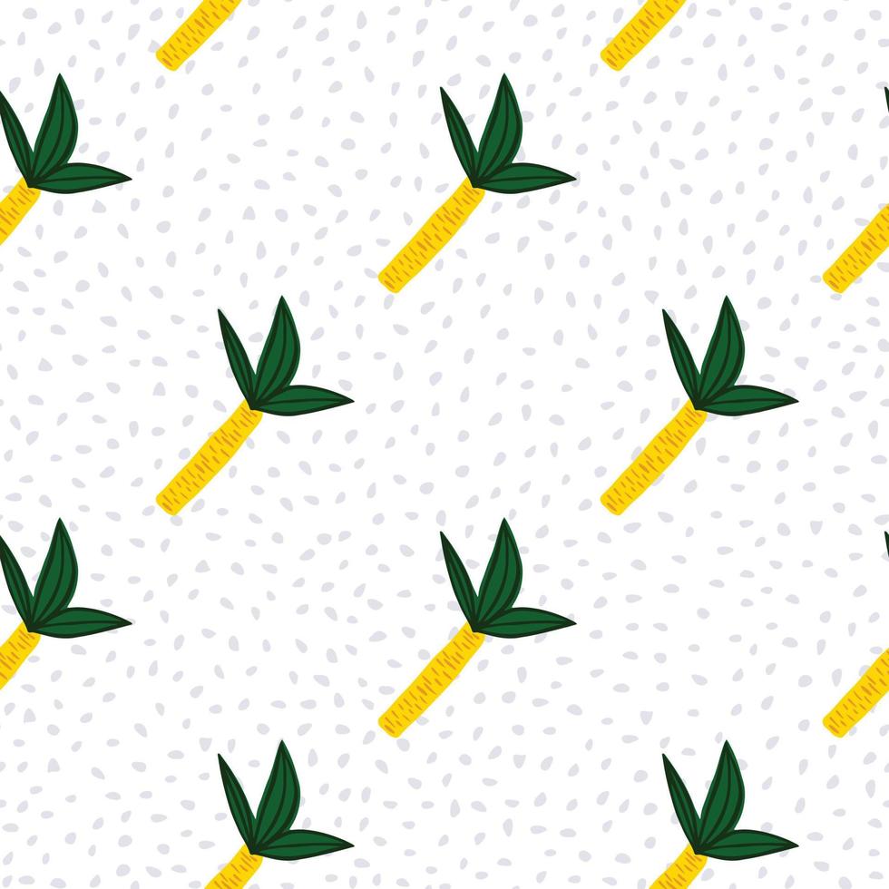 Hand drawn tropical palm tree seamless pattern on dots background. Coconut palm tree backdrop vector