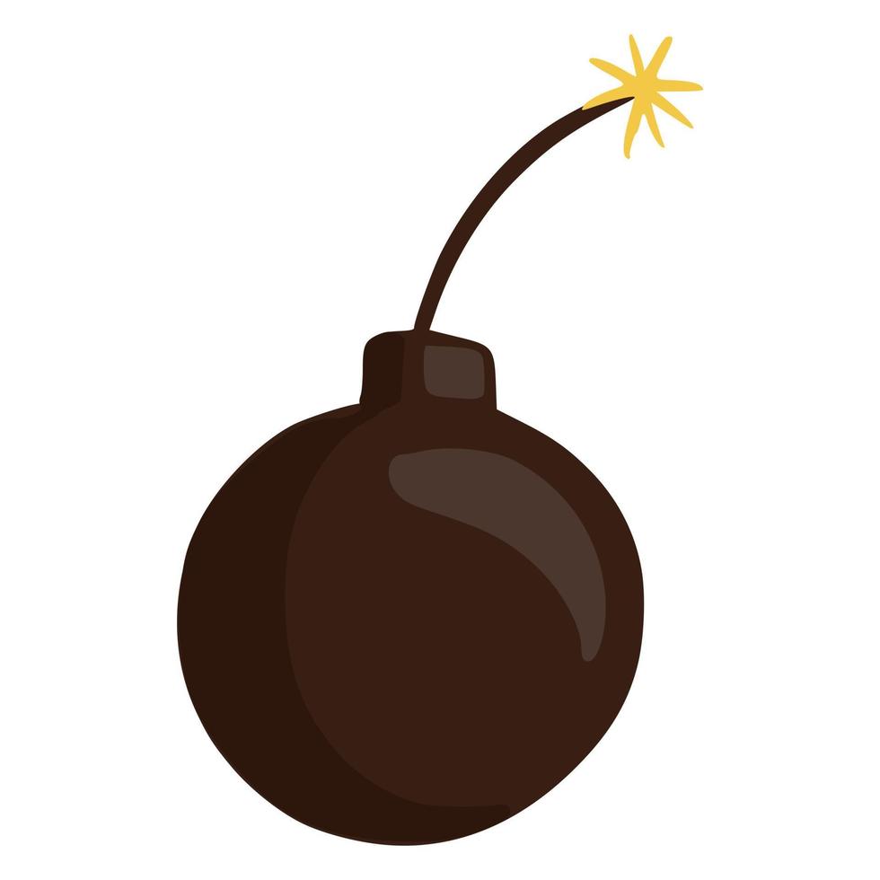 Bomb icon isolated on white background. Boom symbol in cartoon style. Burning wick. vector