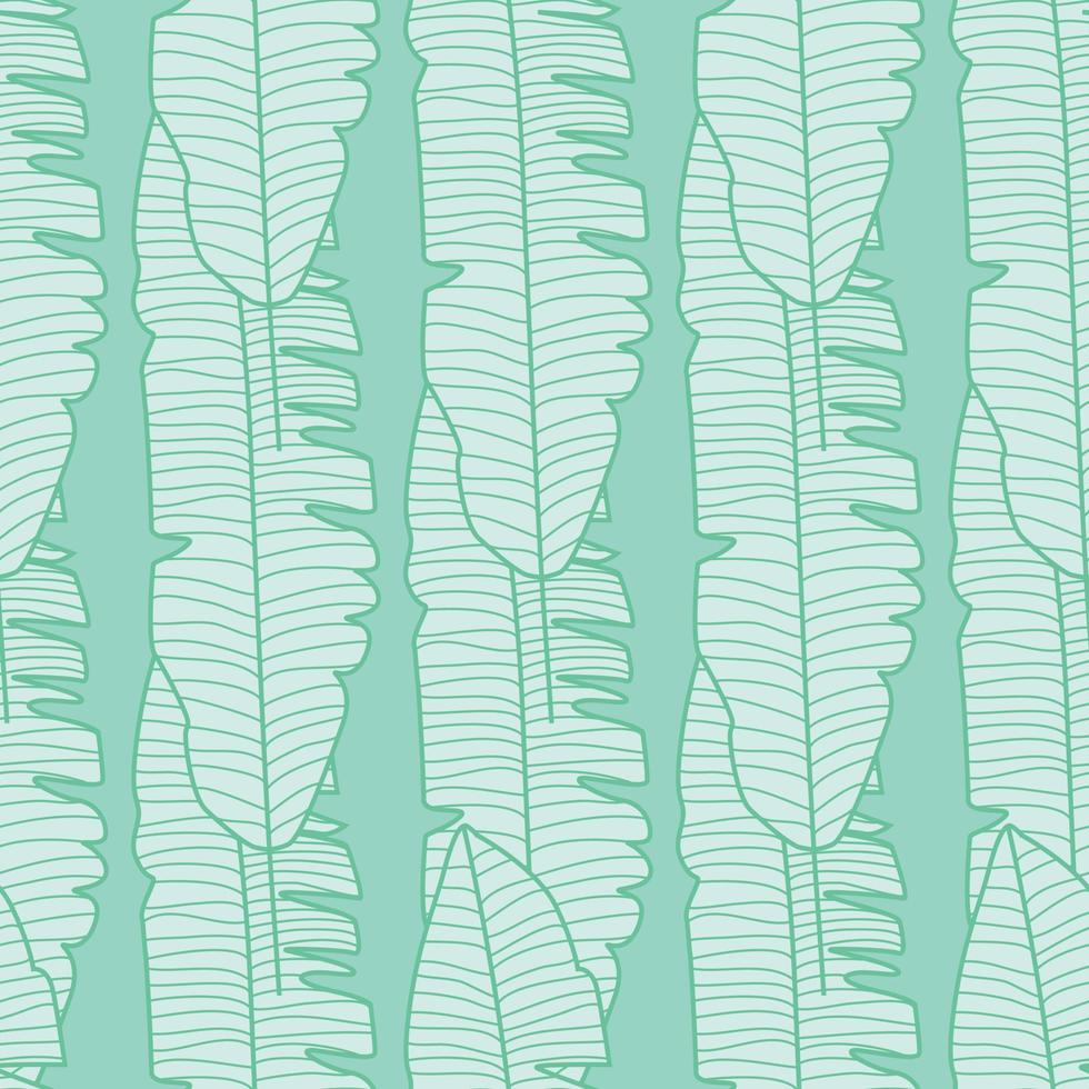 Geometric banana leaf seamless pattern on green background. Jungle exotic plant wallpaper. vector