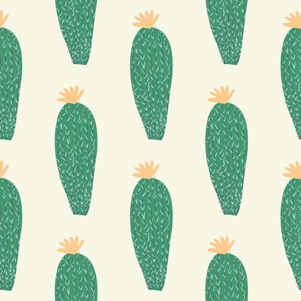 Simple cactus seamless pattern. Cacti doodle vector illustration.