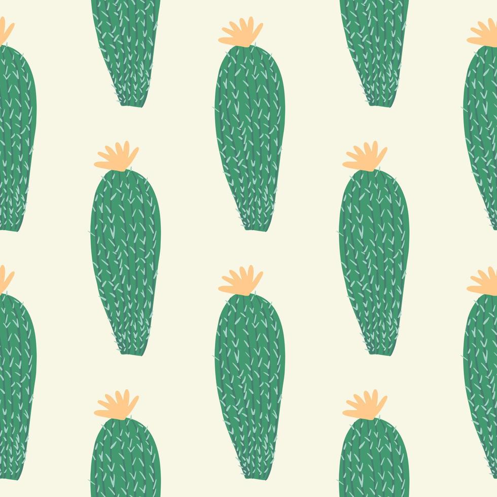 Simple cactus seamless pattern. Cacti doodle vector illustration.