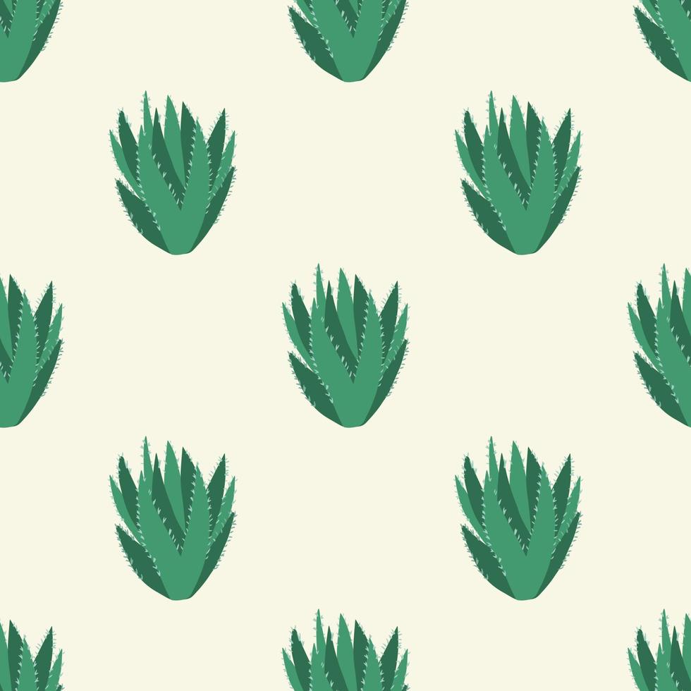 Geometric aloe cactus seamless pattern. Cacti doodle vector illustration.