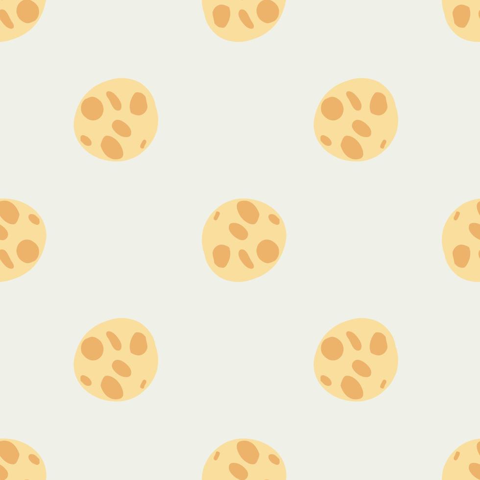 Pastel seamless winter pattern with delicious light orange chocolate cookies. Candy baking ornament on light grey background. vector