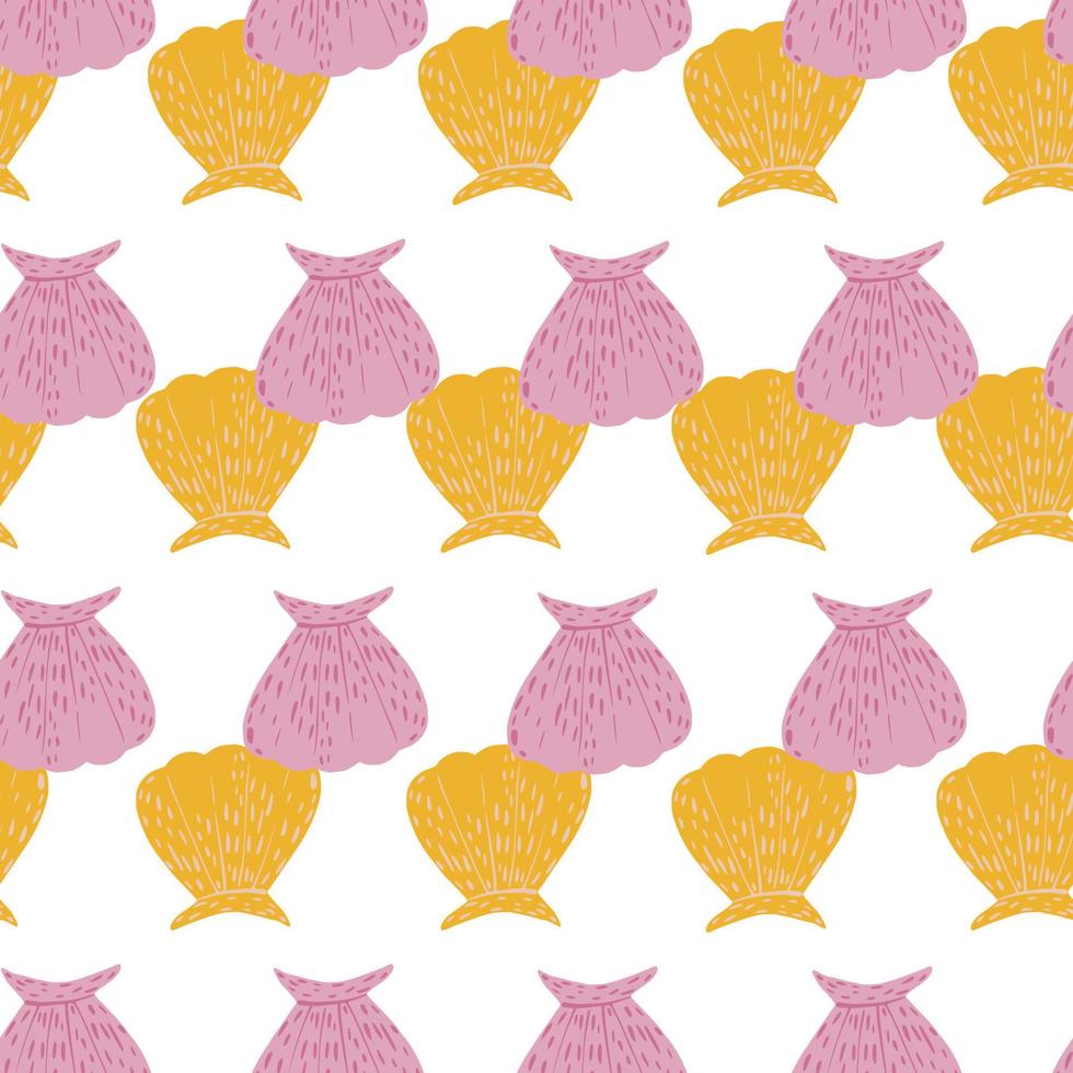 Seamless pattern seashells. Cute conch in doodle style vector