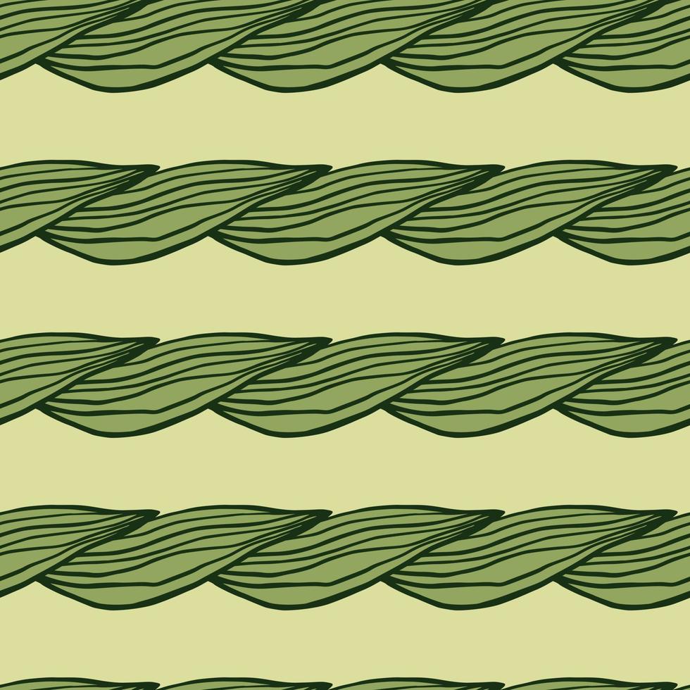 Organic line green leaves pattern. vector