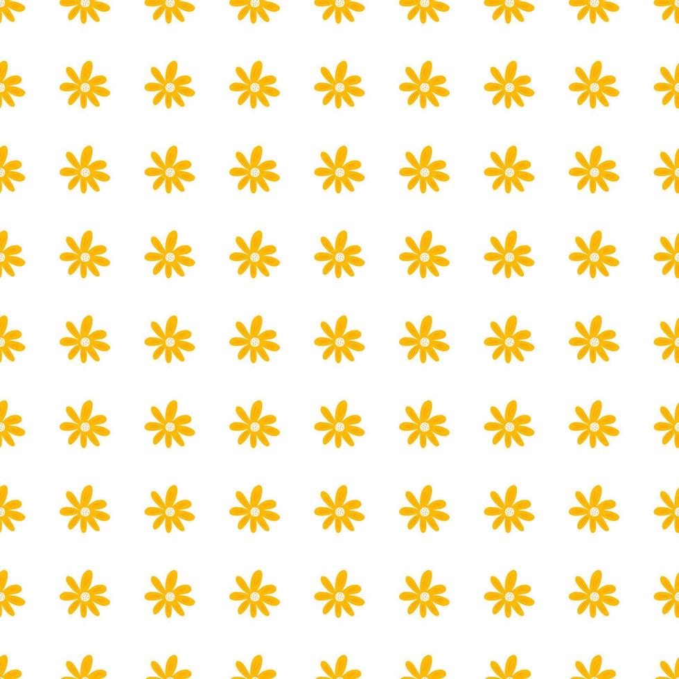 Little ditsy flowers seamless pattern isolated on white background. Retro chamomile print. Floral ornament. P vector