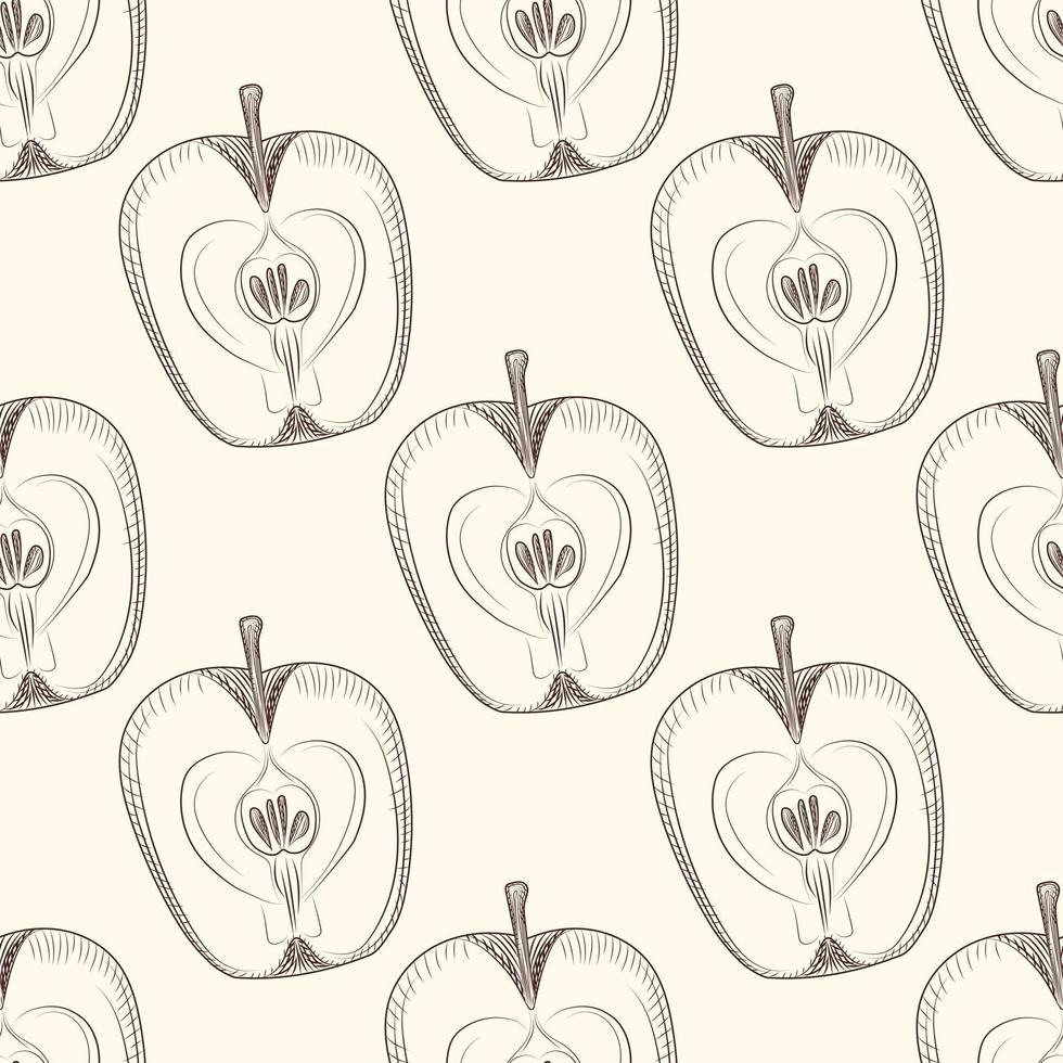 Apples slices seamless pattern. Apple fruit backdrop. vector