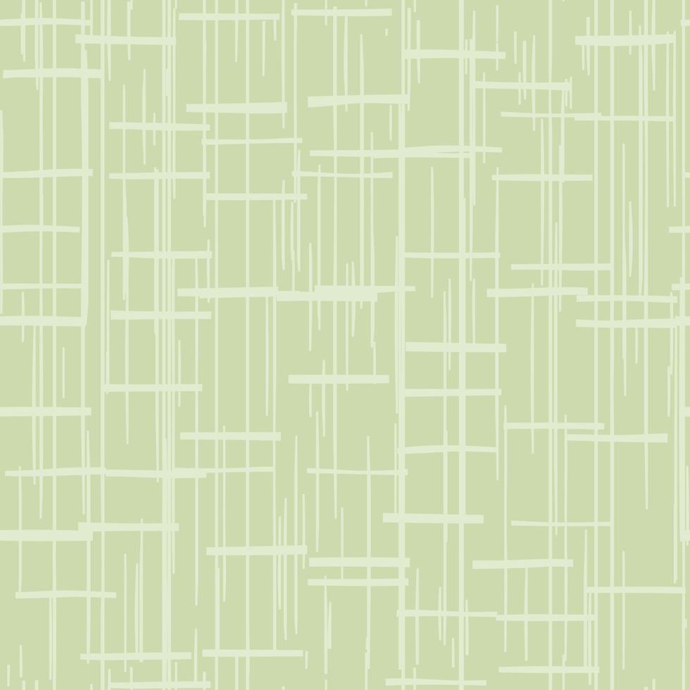 Abstract scribble lines seamless pattern on green background. Chaotic rough texture. vector