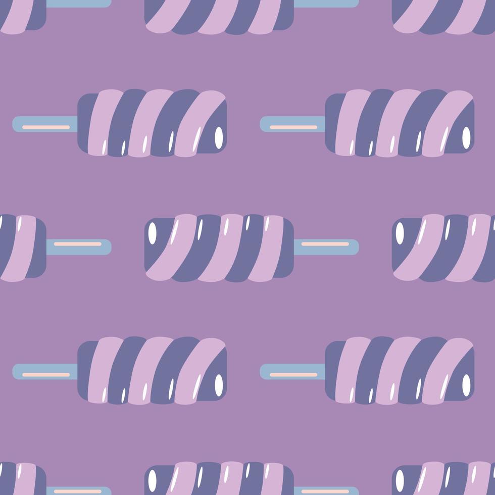 Twister spiral ice cream seamless pattern in purple and lilac tones. Simple creative design. vector