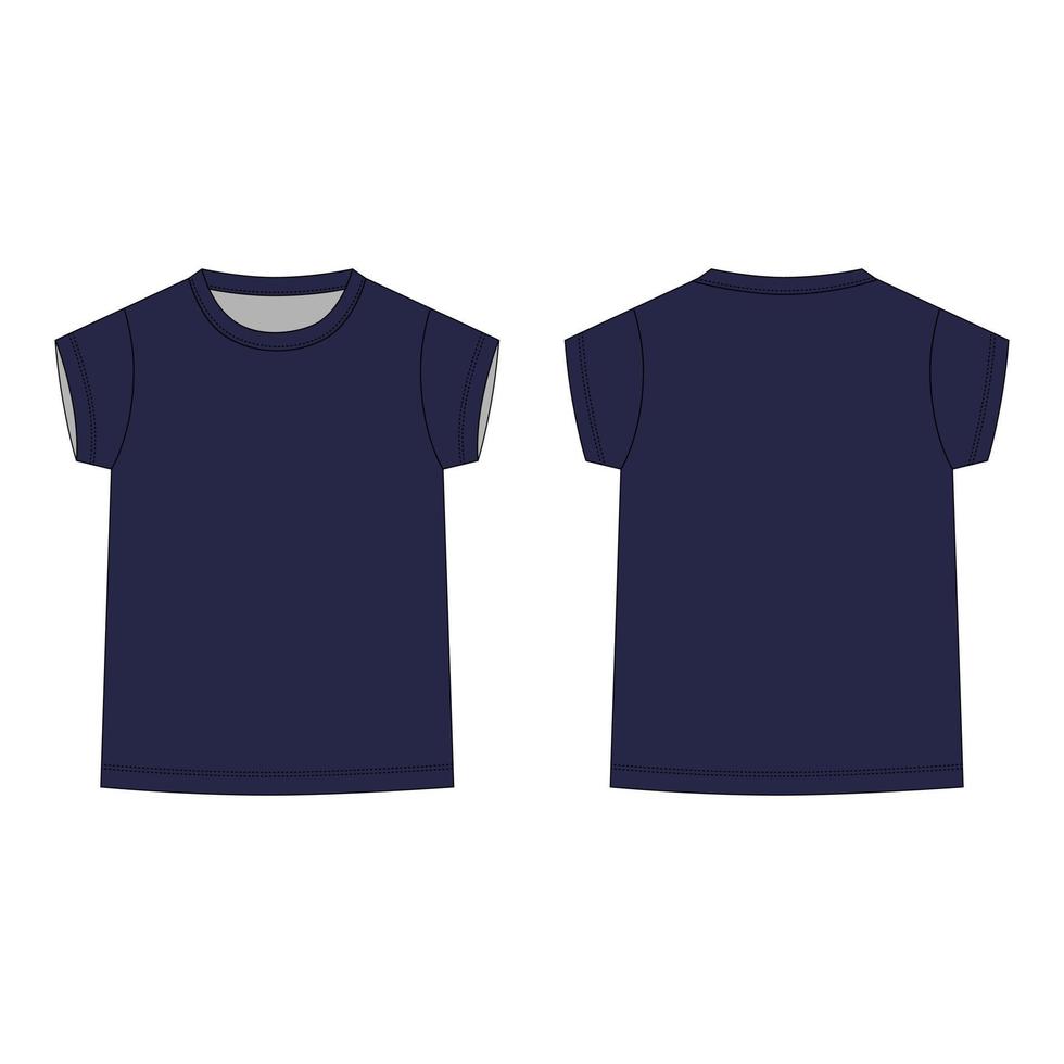 camiseta de color azul oscuro para mujeres aisladas sobre fondo blanco. vector