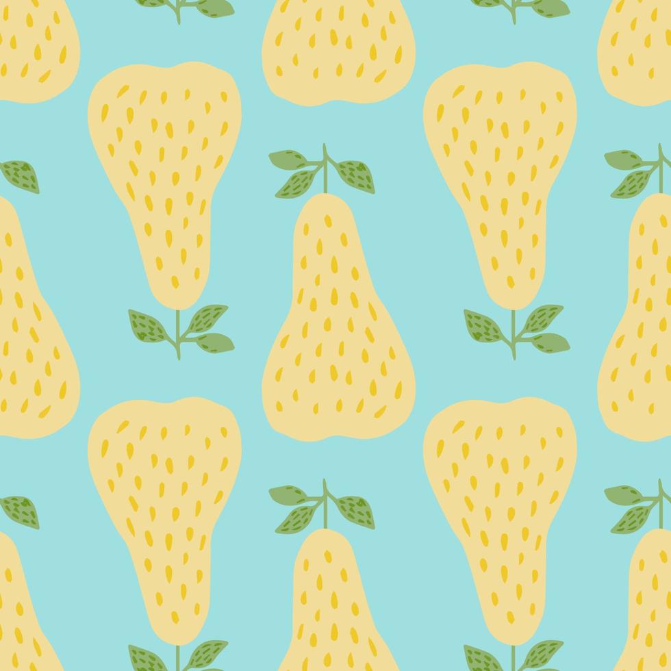 Creative geometric yellow pears seamless pattern in doodle style. vector
