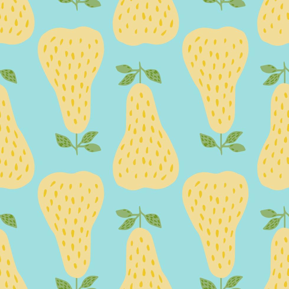 Creative geometric yellow pears seamless pattern in doodle style. vector