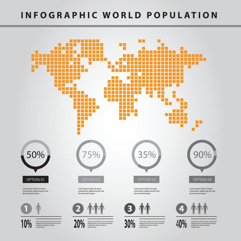 estadísticas y población mundial infográfica vector