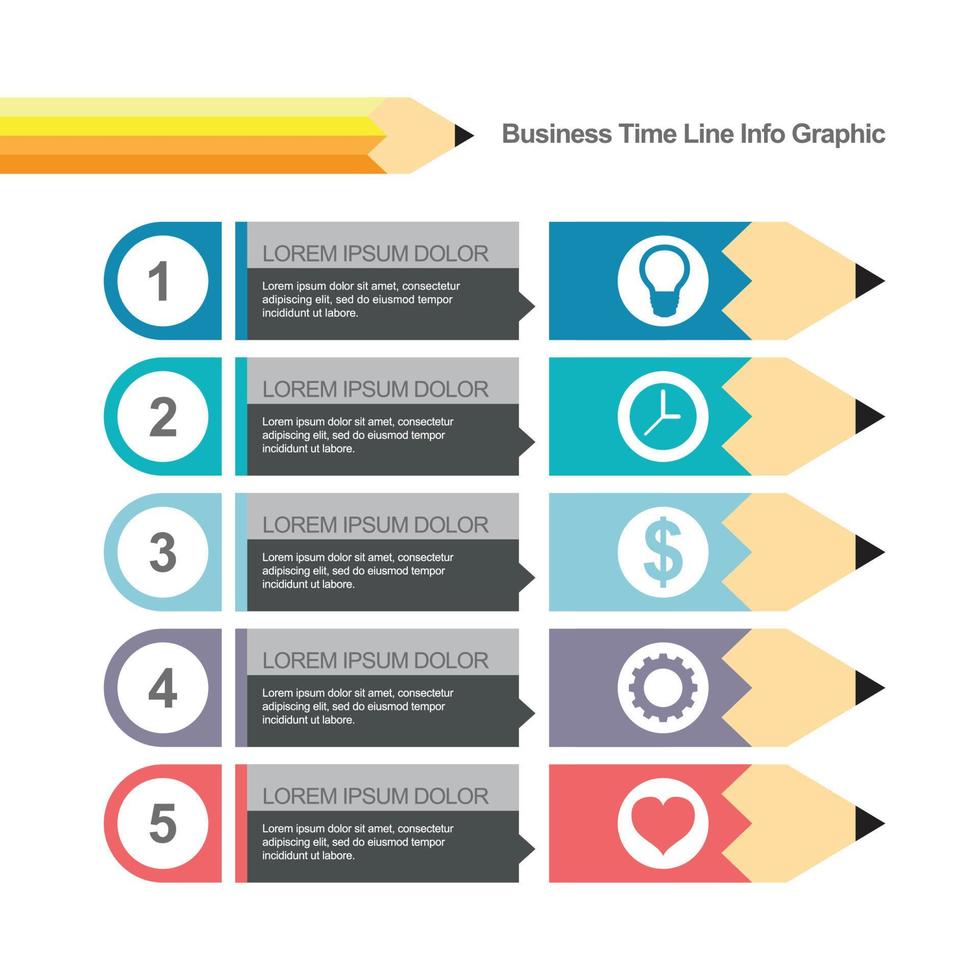 lápices gráficos de información de línea de tiempo de negocios vector