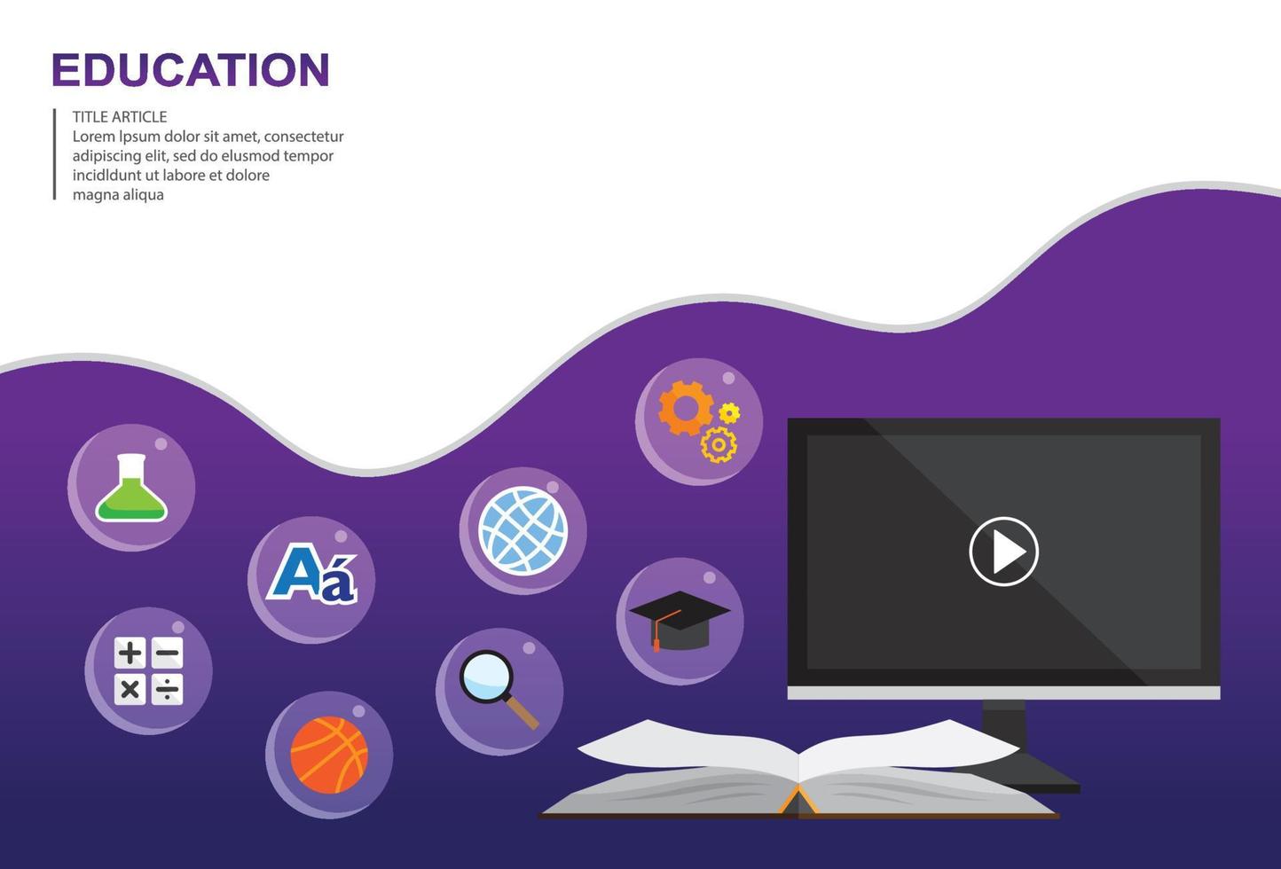 diseño de ilustración de vector de educación y e-learning