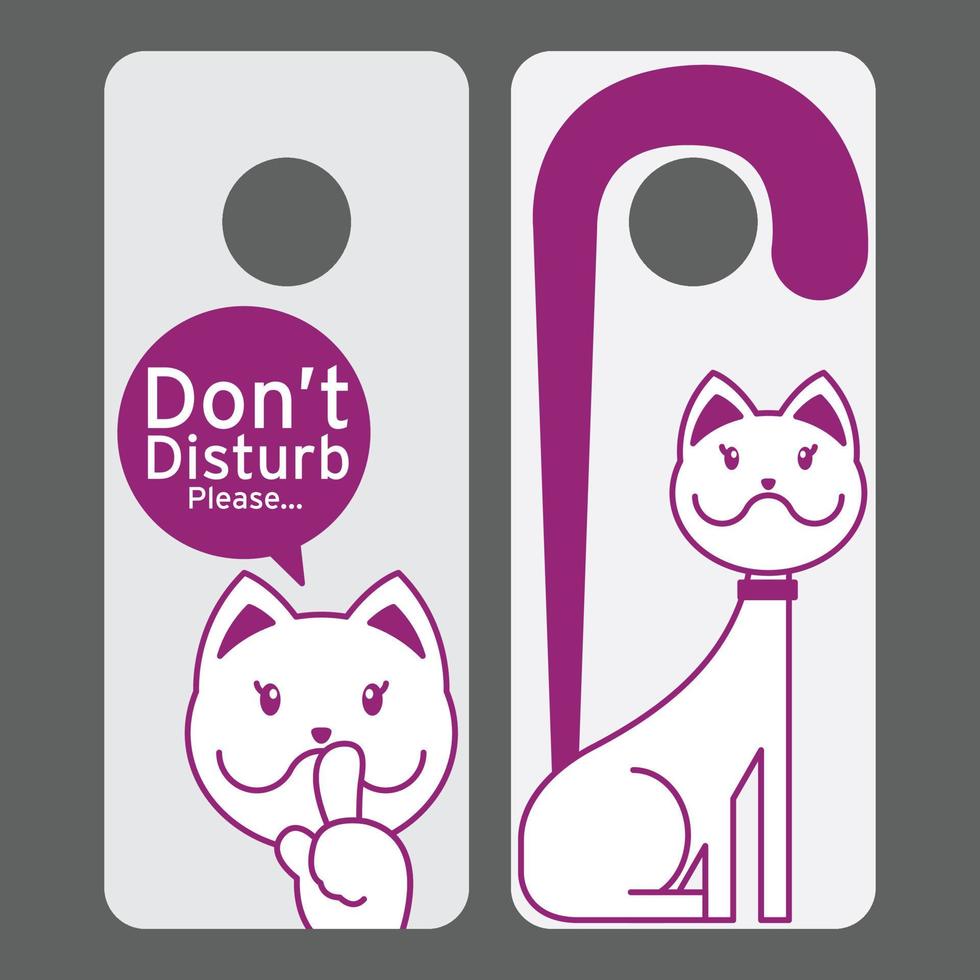 Purple cat do not disturb sign vector