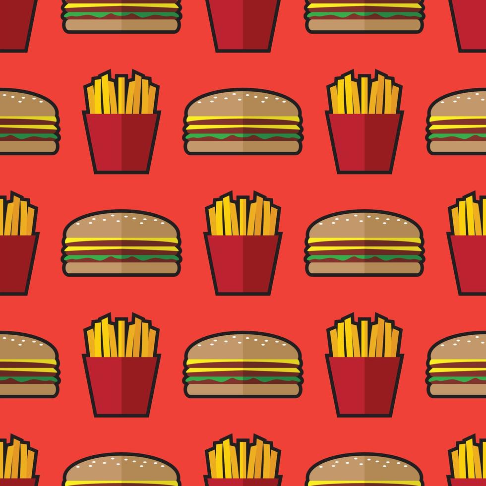 patrón de hamburguesa y papas fritas vector