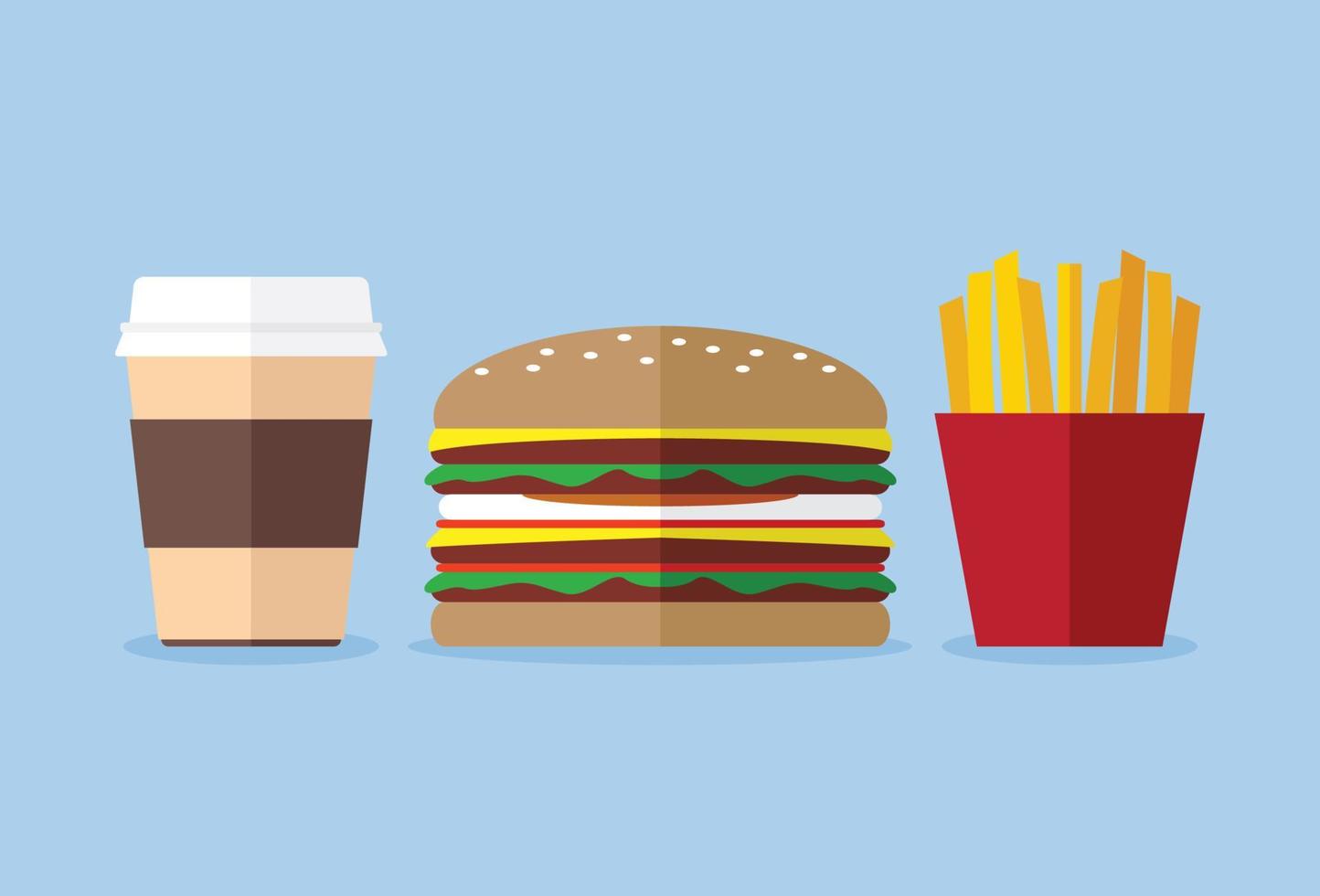 Fast food meal of burger and french fries vector