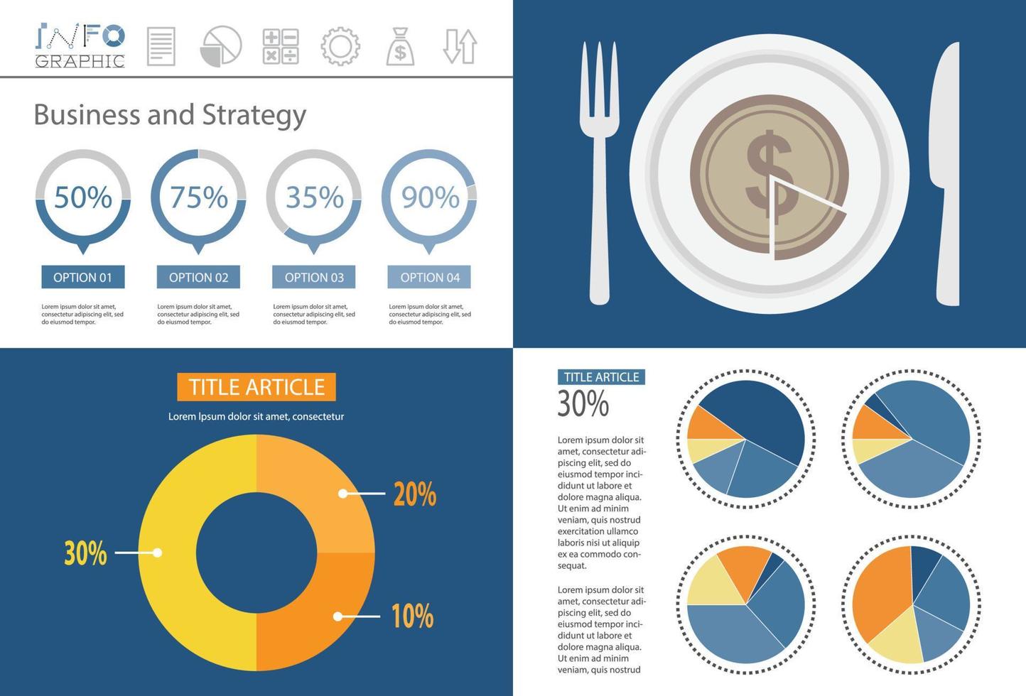 elemento de gráfico de negocios de infografía y gestión de finanzas vector