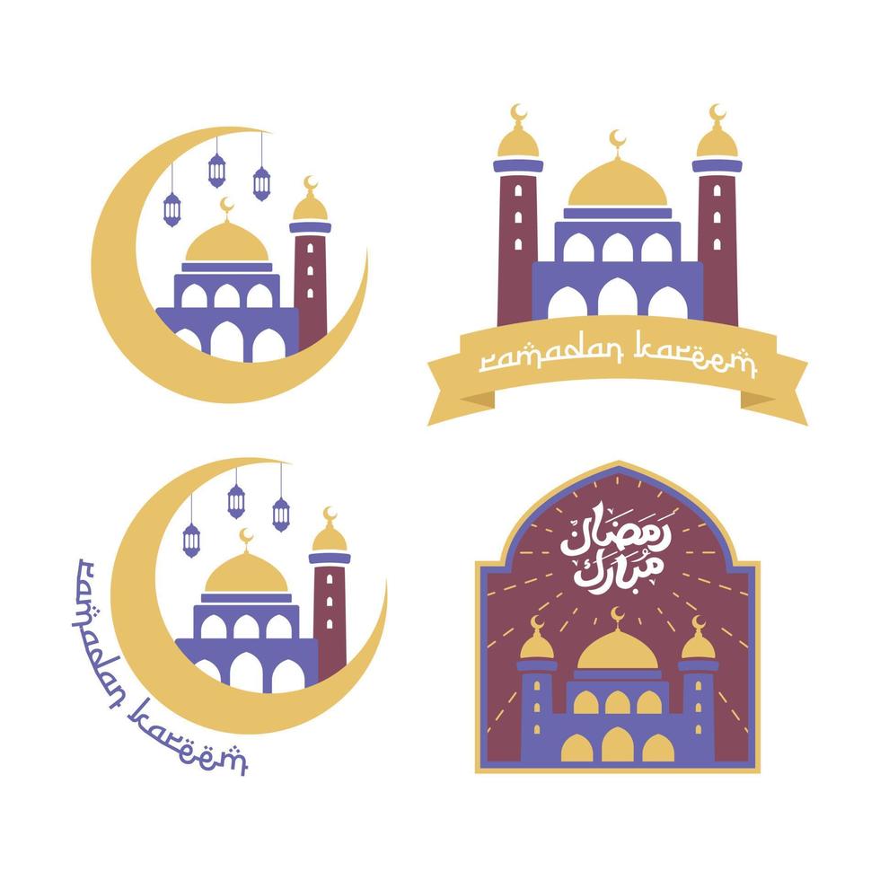 Ramadan kareem mosque flat design. Mosque illustration celebrating holy ramadan season. vector
