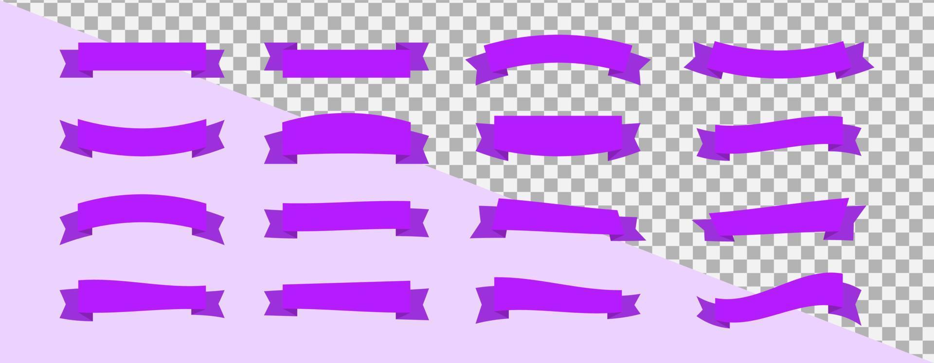 conjunto de banner de cinta. colección de cintas violetas muy peri planas. vector